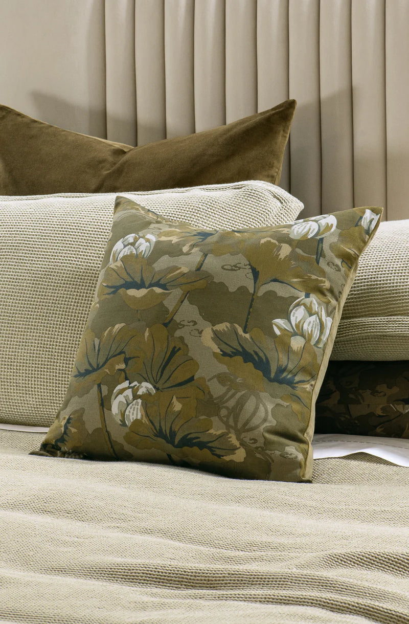 Waterlily Olive Cushion