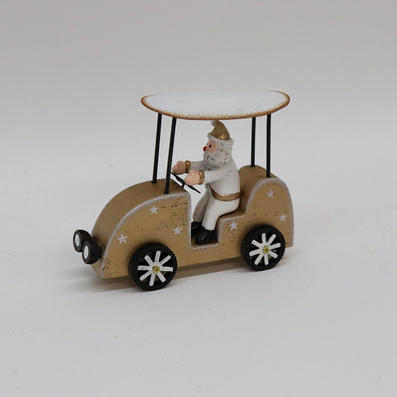 Whimsical Wooden Car w/ Santa Gold