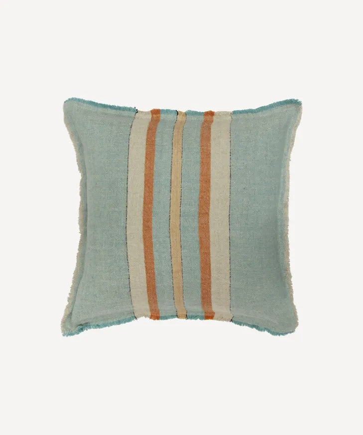 Herringbone Stripe Linen Cushion Blue
