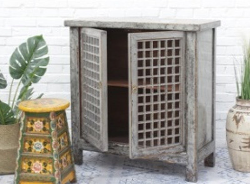 Chinese Lattice  2 Door Cabinet