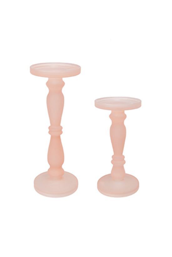 Frosted Glass Candle Pedestal Blush