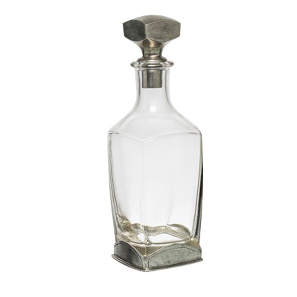 Square Glass & Pewter Decanter