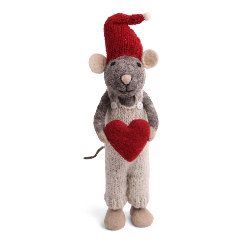 Grey Boy Mouse with Heart