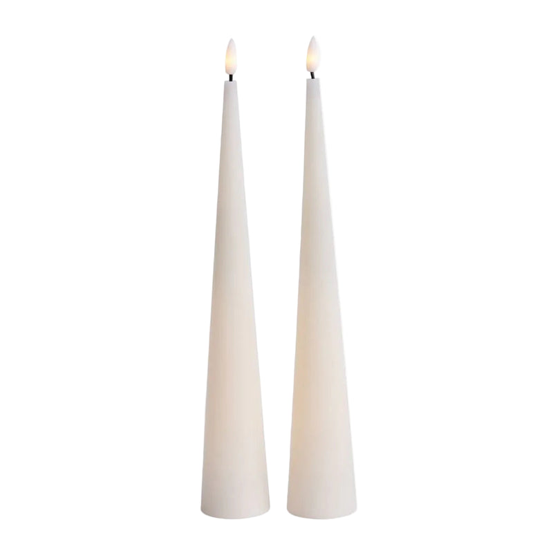 Cone Candle With Timer 25cm White