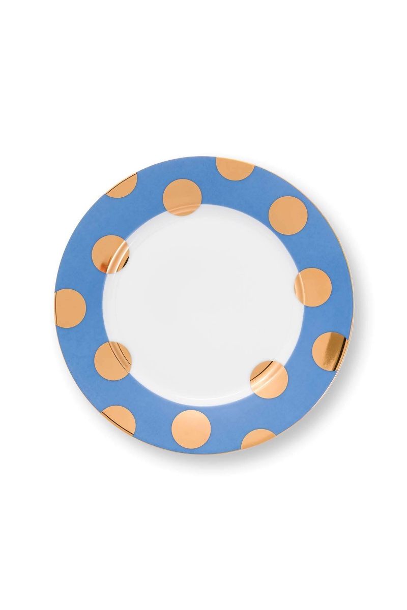 Plates Dot Delight Light Blue/Gold 2 Set