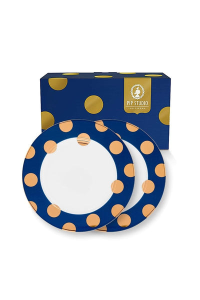 Plates Dot Delight Navy/Gold 2 Set