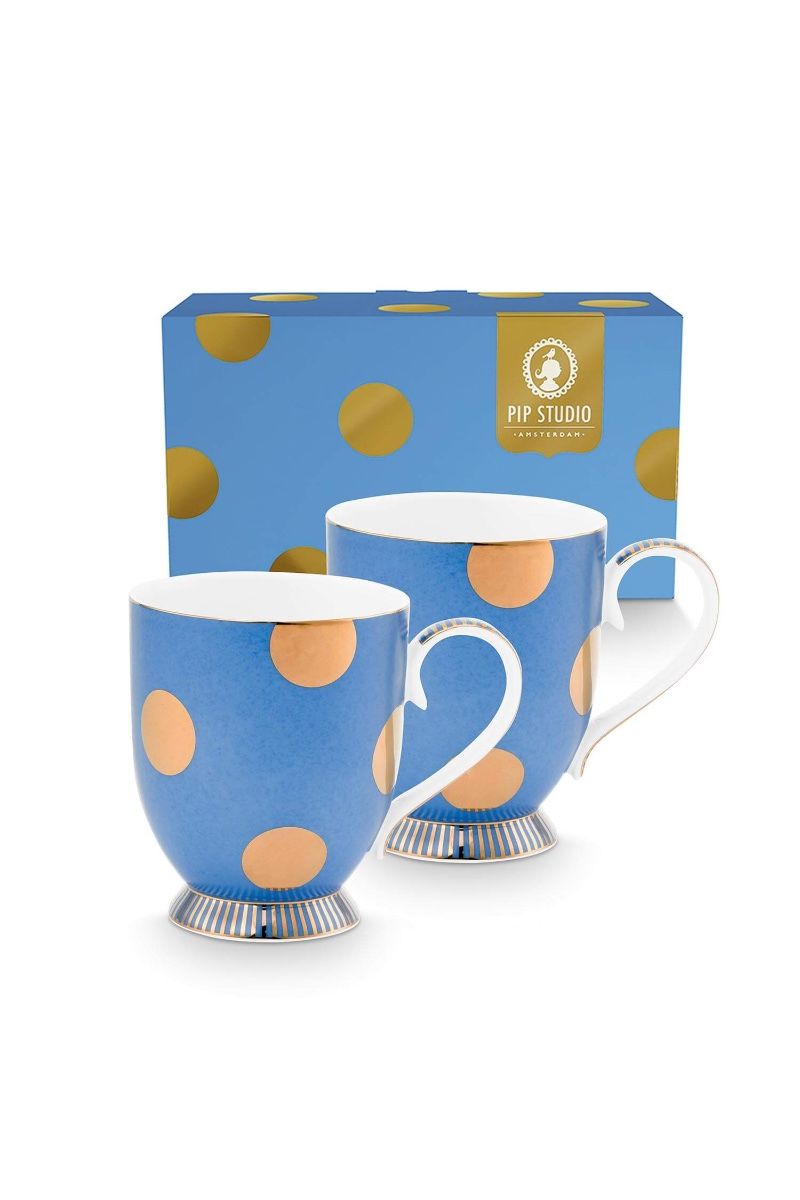 Mugs Dot Delight Light Blue/Gold 350ml 2 Set