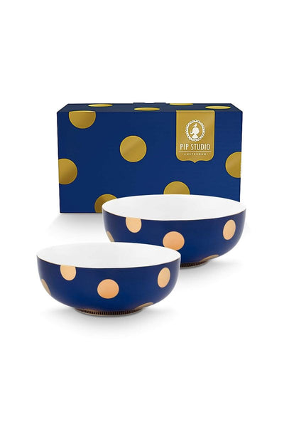 Bowls Dot Delight Navy/Gold 2 Set