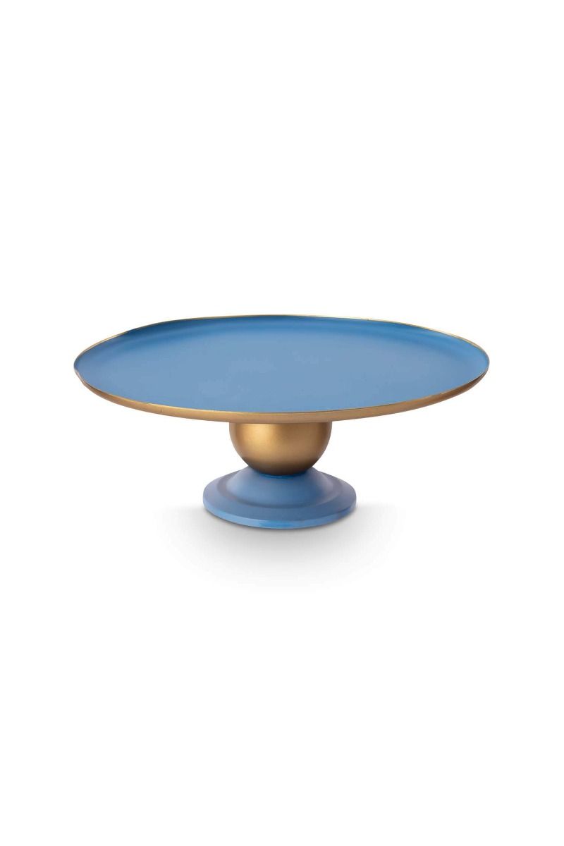 Tray metal Sphere Light Blue Gold 32x12.5cm