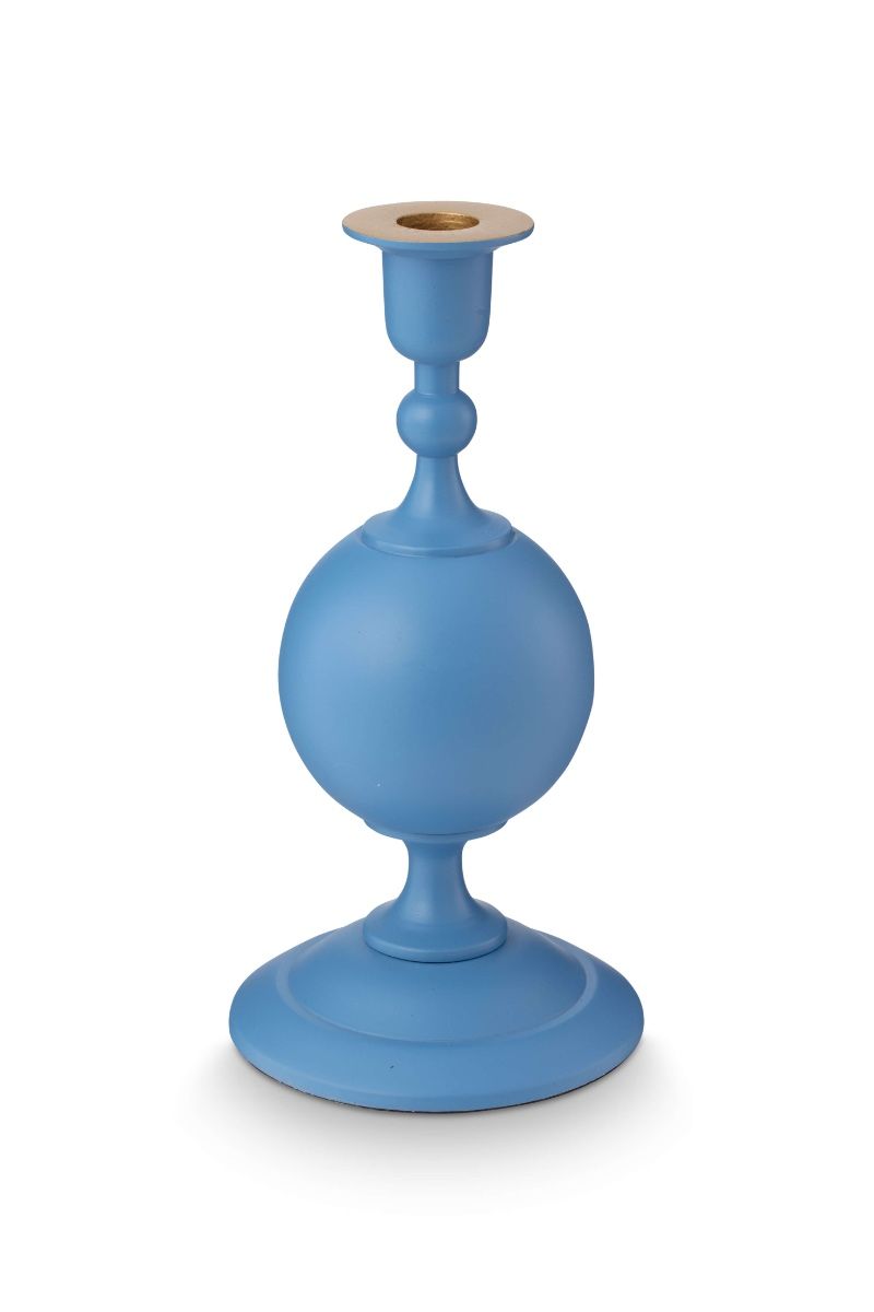 Candle Holder Metal Sphere Matt Light Blue