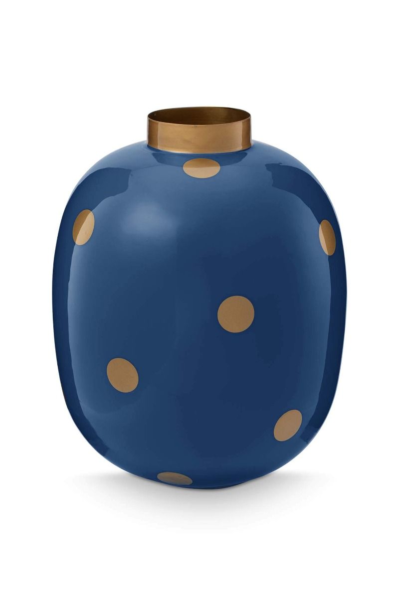 Vase Metal Dots Navy/Gold