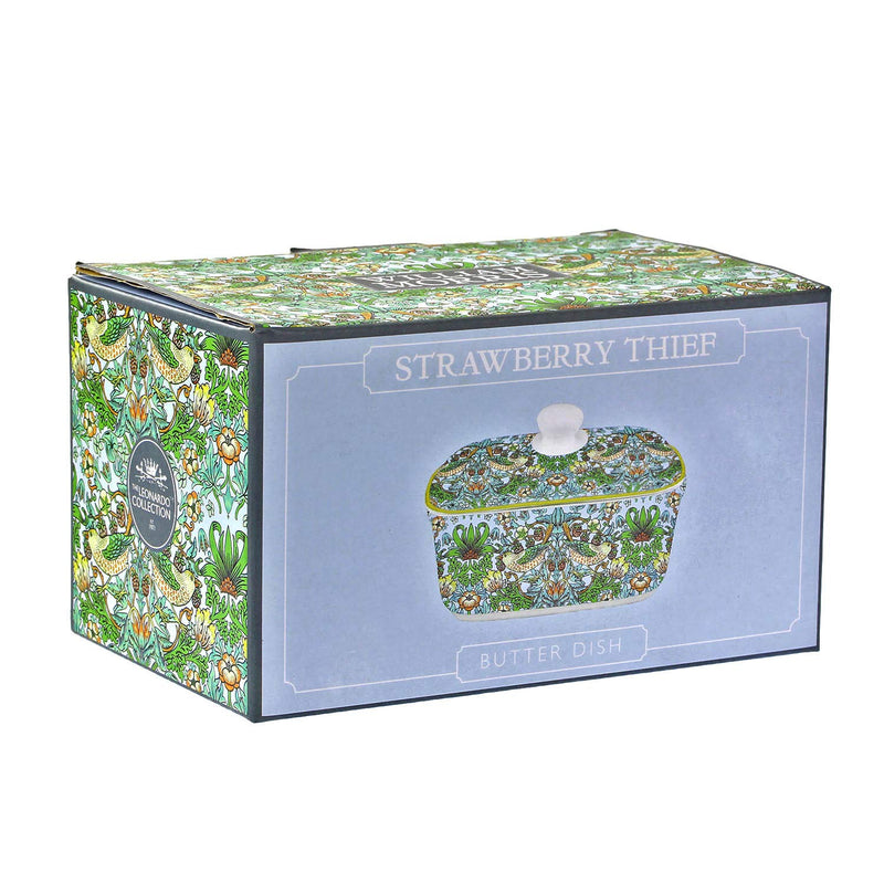 William Morris Strawberry Thief Teal Butter Dish