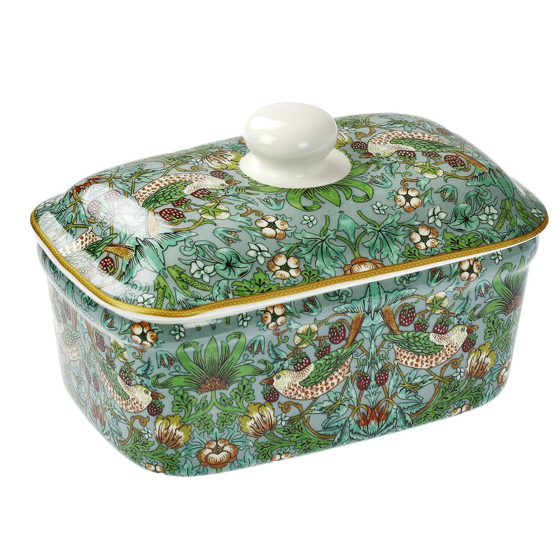 William Morris Strawberry Thief Teal Butter Dish