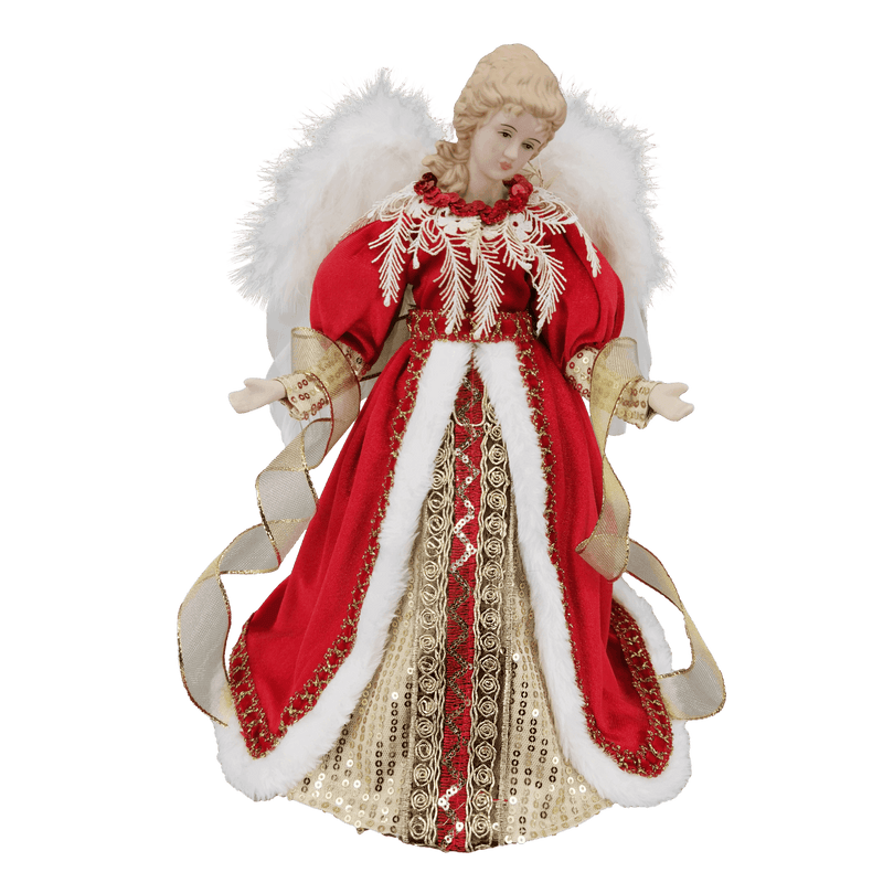 Red Gold Angel Tree Topper