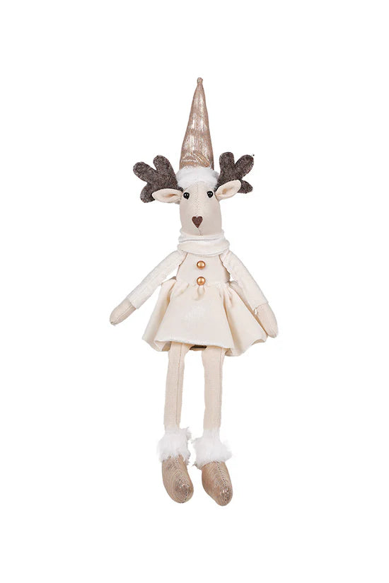 Eldina Velvet Sitting Deer Girl Cream