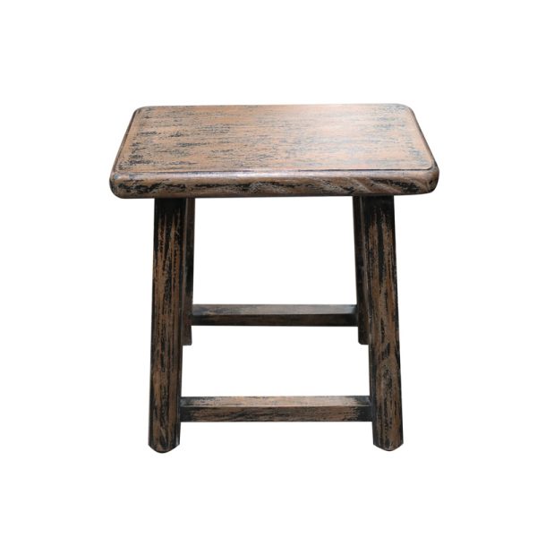 Antique Elm Rectangle Stool Black