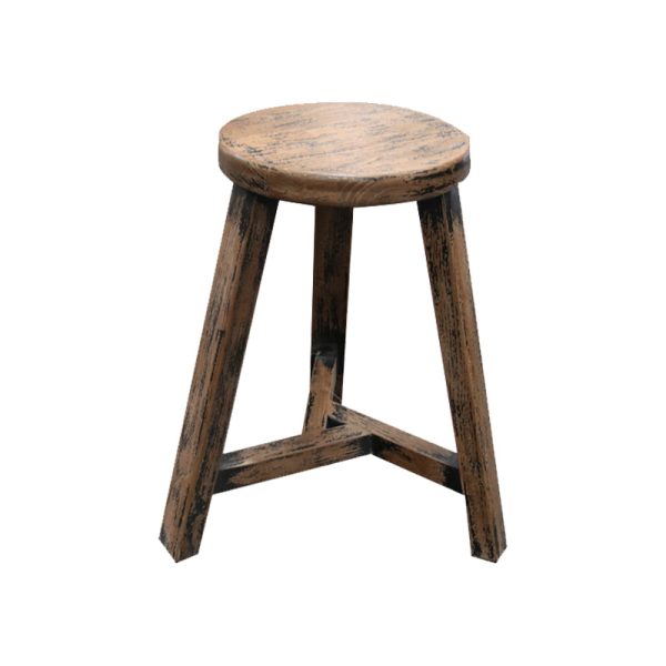 Antique Elm Round Stool Black