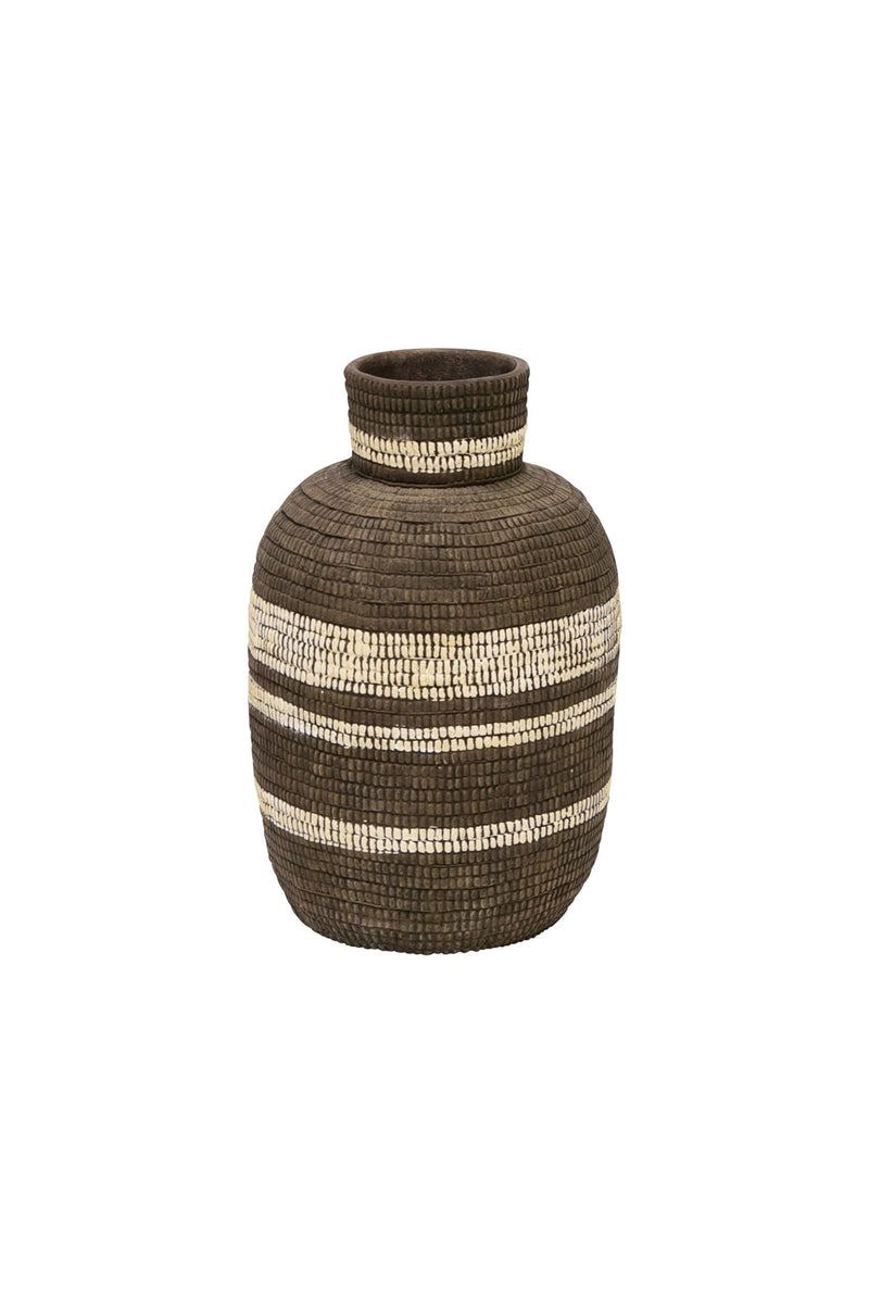 Woven Pot Tall Brown/White