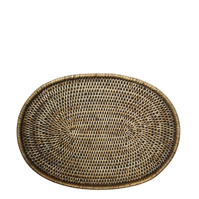 Rattan Oval Tray Brown Large