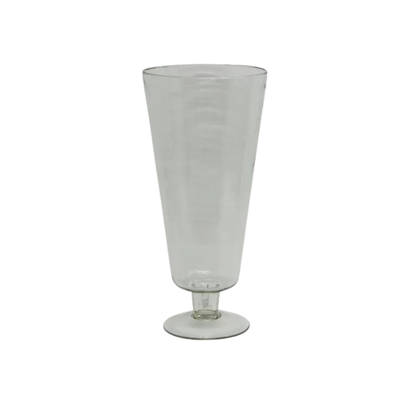 Dappled Clear Urn Vase on Stand