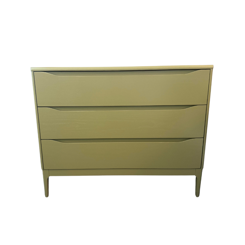 Havelock 3 Drawer Bedside Table Wide Green