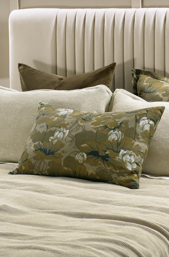 Waterlily Olive Pillowcase Pair