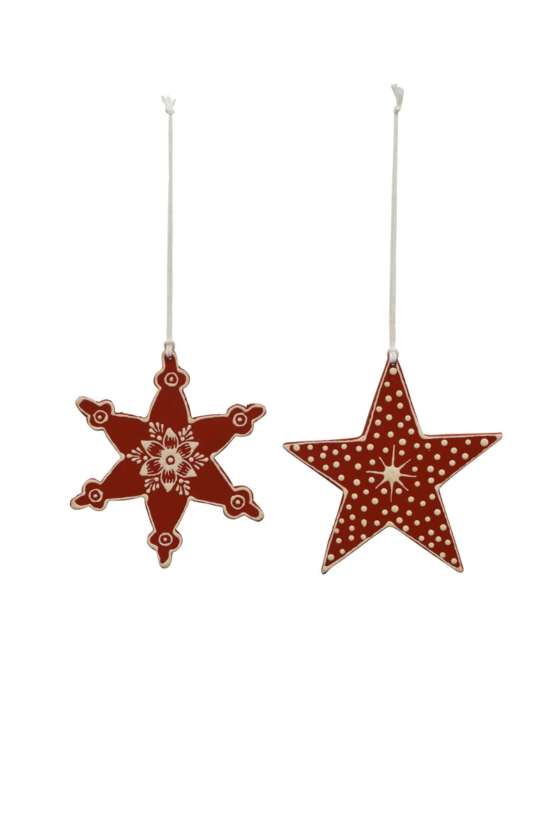 Wooden Hanging Patterned Stars