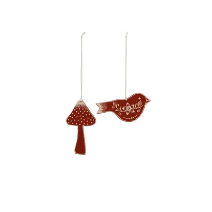 Hanging Patterned Mushroom & Bird