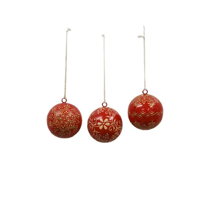 Hanging Patterned Red Balls