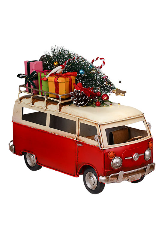 Vintage Xmas Campervan Red