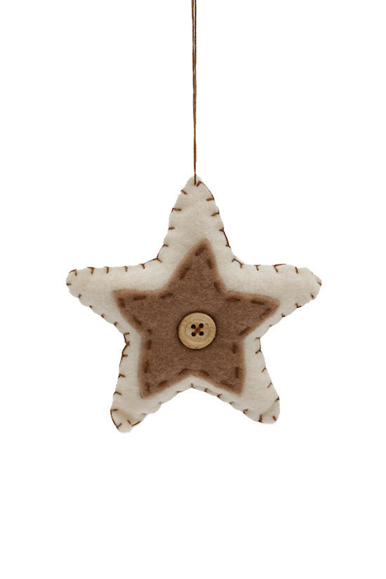 Felt Star Hanging Cream/Brown