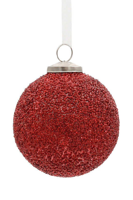 Red Texture Glass Bauble 10cm
