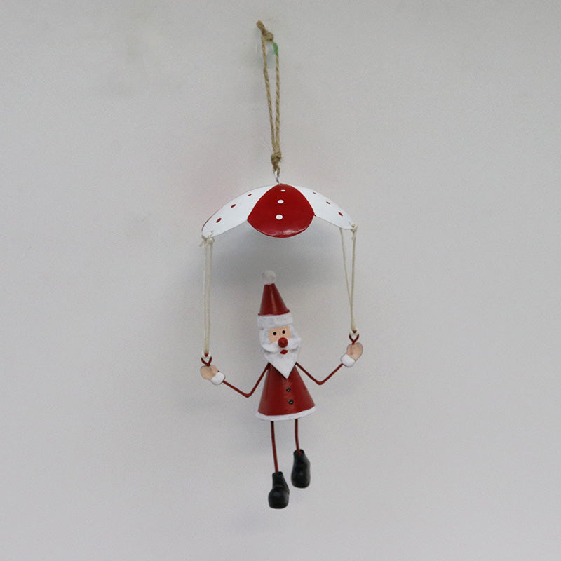 Whimsical Metal Santa w/ Parachute Hanger