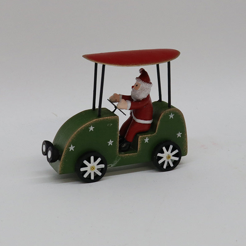 Whimsical Wooden Car w/ Santa Green