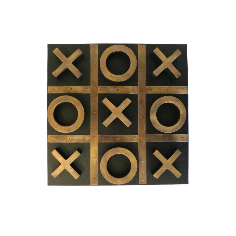Wooden Noughts & Crosses Brass Finish