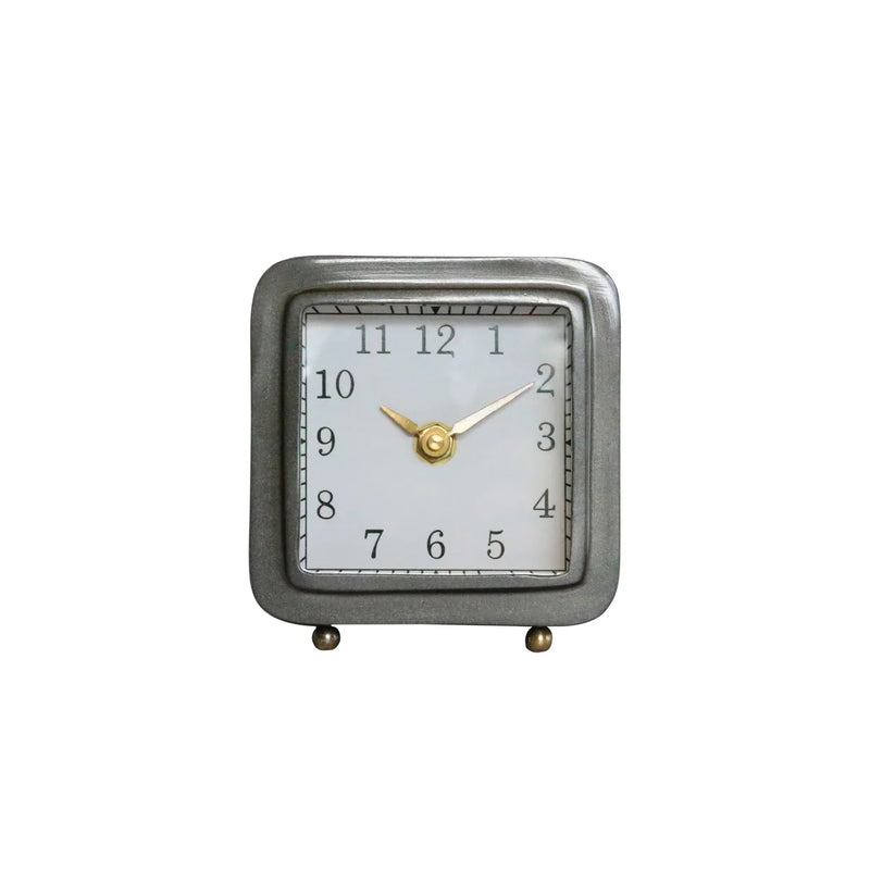 Table Clock in Satin Grey Finish