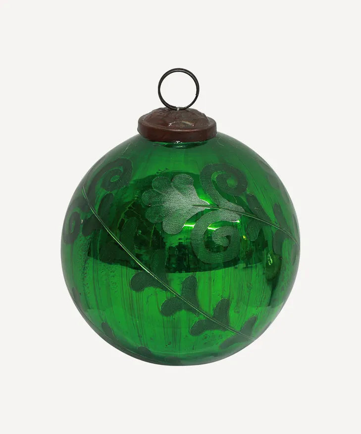 Emerald Green Etched Hanging Ball