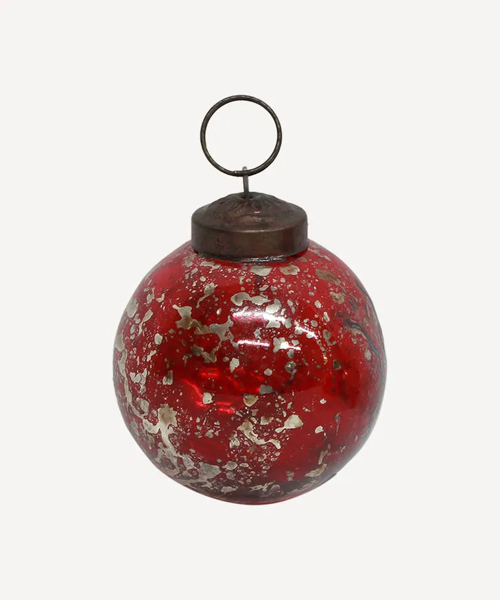 Ruby Red & Silver Cloudy Hanging Ball