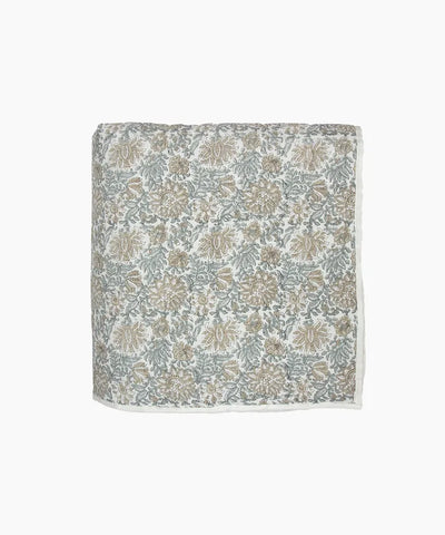 Athena Handblock Blue/Natural Coverlet Large + x2 Pillowshams