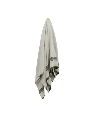 Green Selvedge Stripe Linen Tablecloth