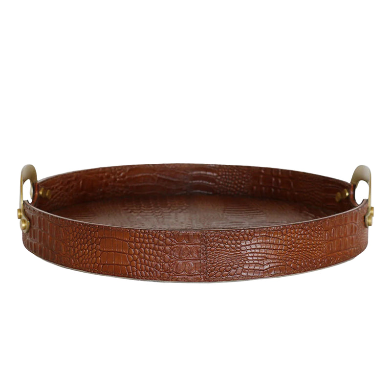Croco Leather Tray Brass Handle