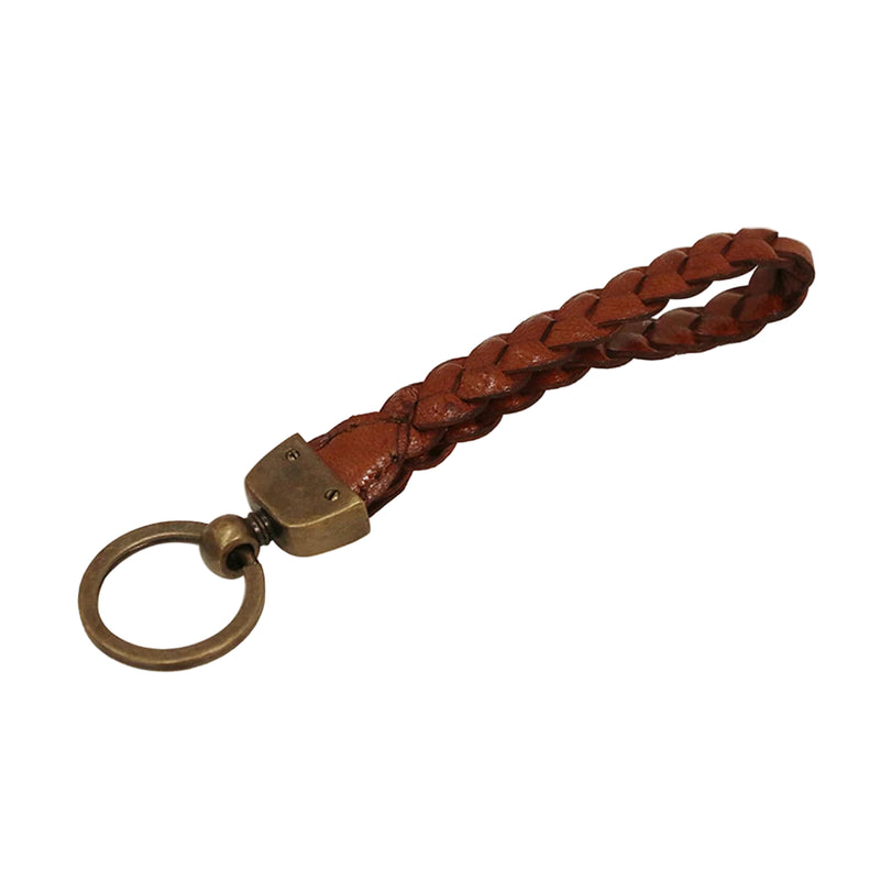 Leather Rope Key Ring Tan & Brass
