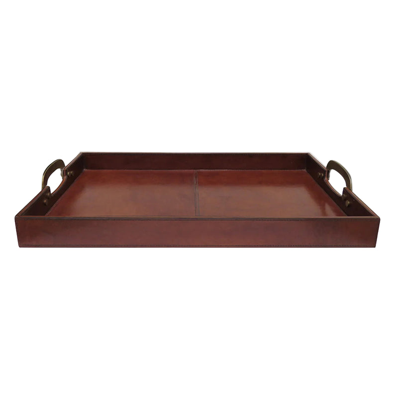 Ritz Leather Tray with Brass Handles