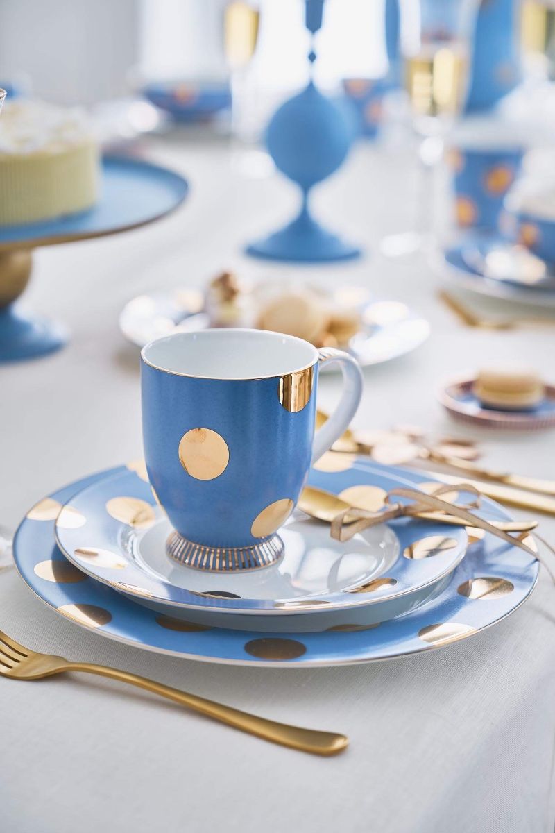 Mugs Dot Delight Light Blue/Gold 350ml 2 Set