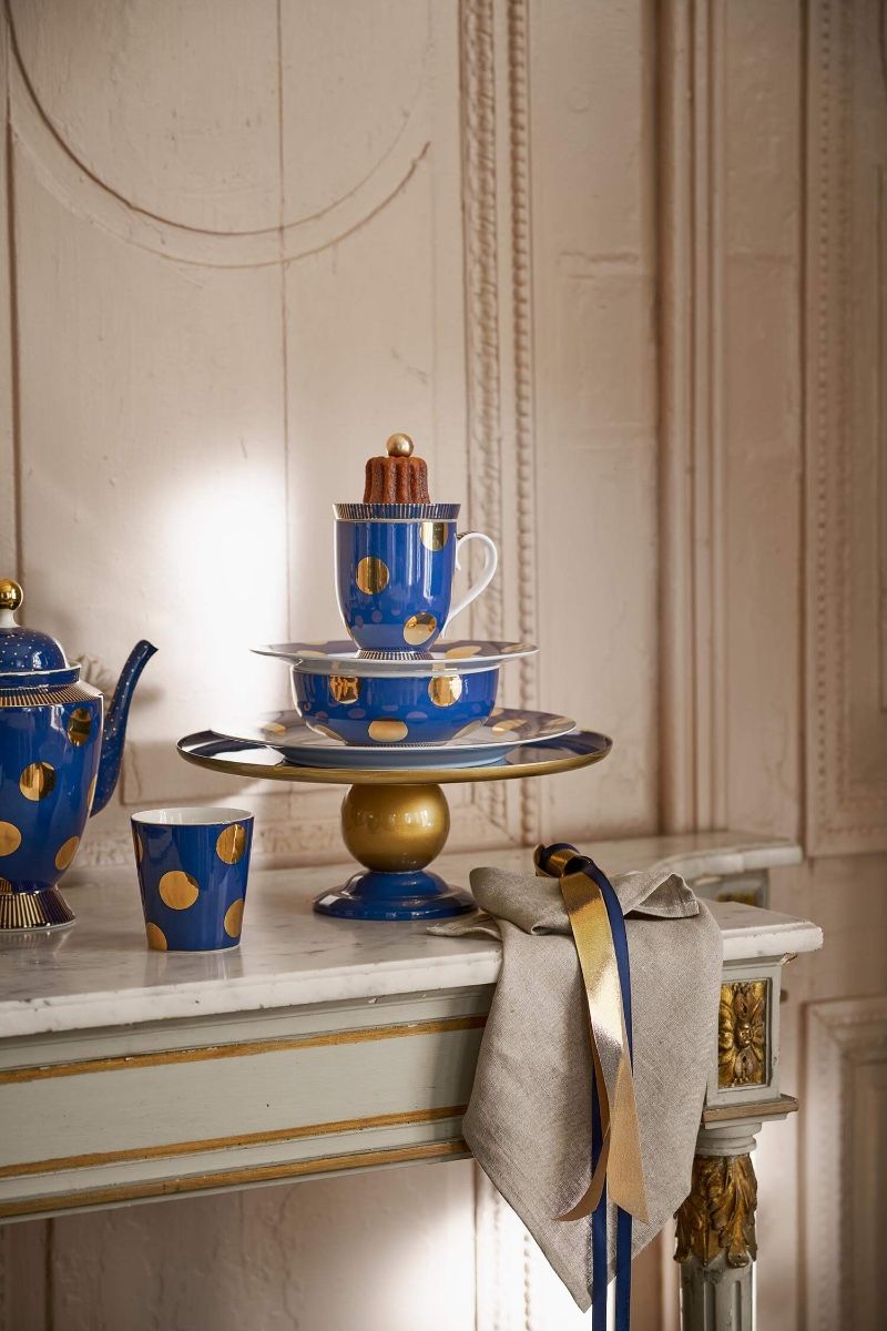 Mugs Dot Delight Navy/Gold 350ml 2 Set