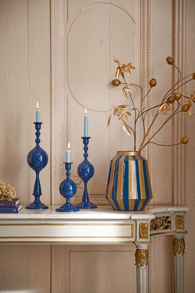 Candle Holder Metal Sphere Navy