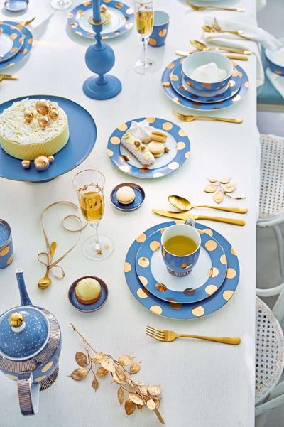 Plates Dot Delight Light Blue/Gold 2 Set