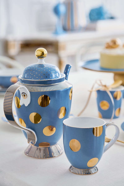 Teapot Dot Delight Light Blue/Gold 1.25L
