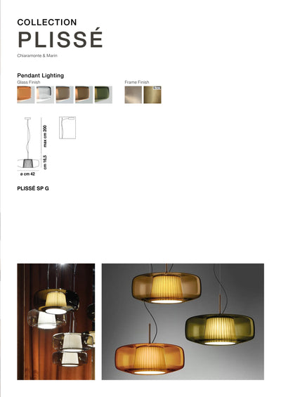 Murano Italian Glass  Plisse Pendant