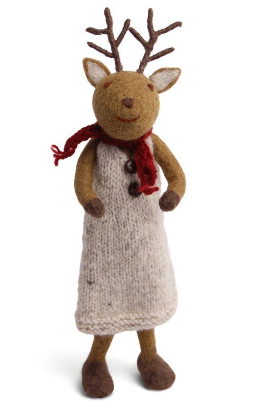 Big Girl Deer With Grey Dress & Scarf